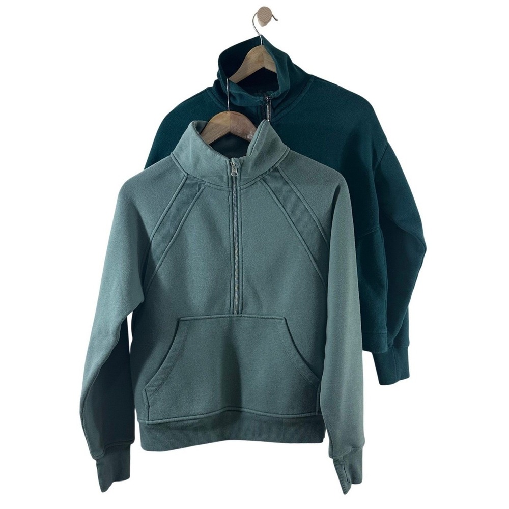 Danskin Gaiam Womens Small Quarter Zip Sweatshirt Bundle Green Sage Fleece 2pc
